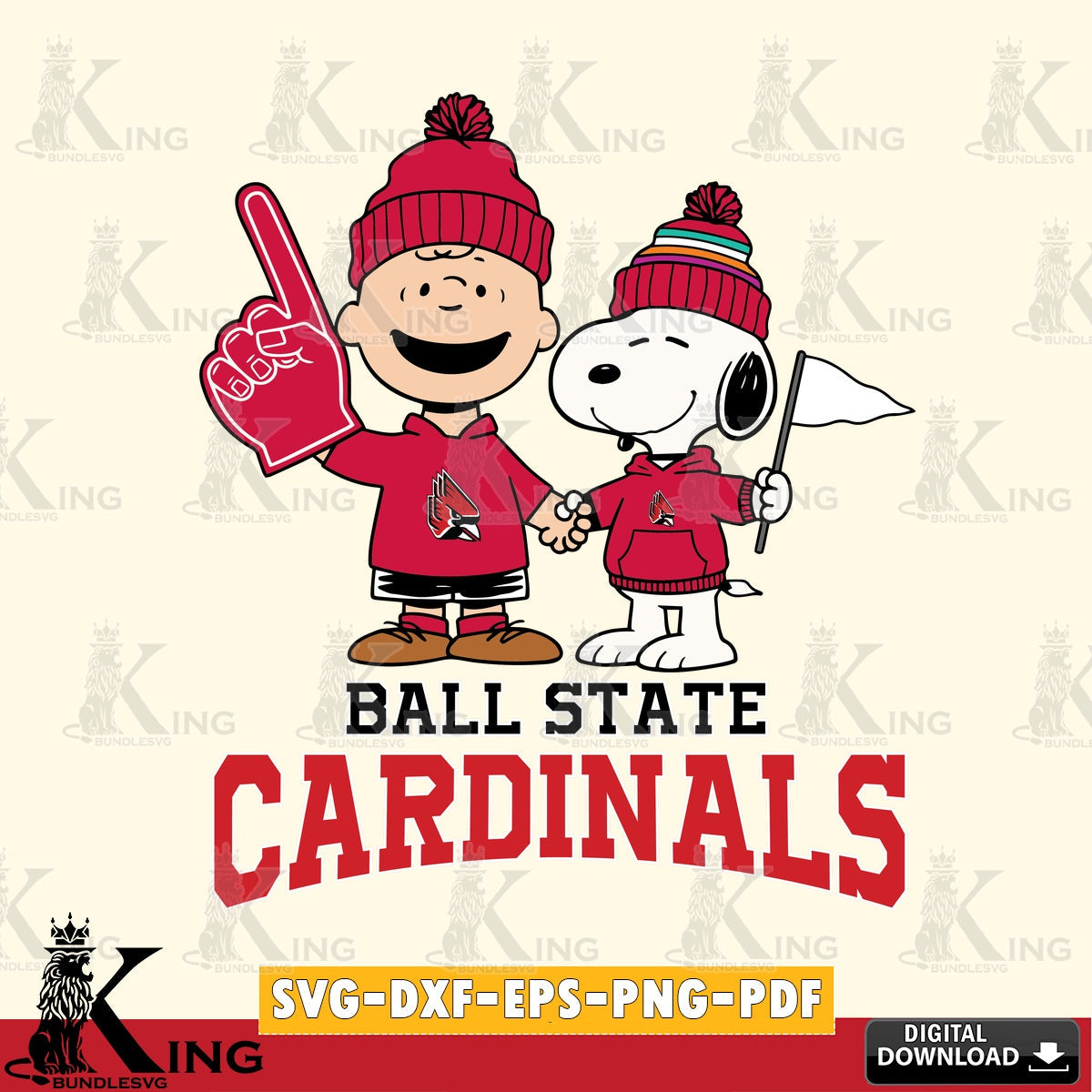 Ball State Cardinals Peanuts Fan Gear SVG, Cricut, Cut file  , Digital Download , Instant Download, Peanuts svg, NCAA svg, Football svg, Sport svg