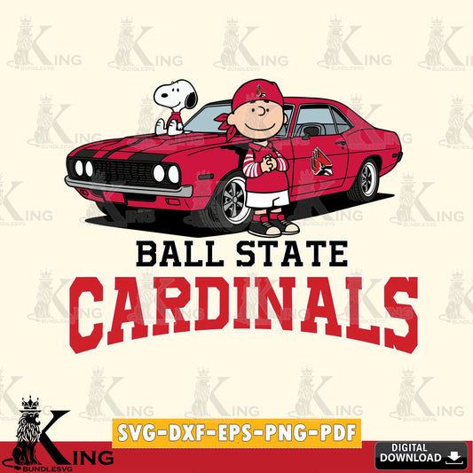 Ball State Cardinals Peanuts Muscle Car SVG, Cricut, Cut file  , Digital Download , Instant Download, Peanuts svg, NCAA svg, Football svg, Sport svg