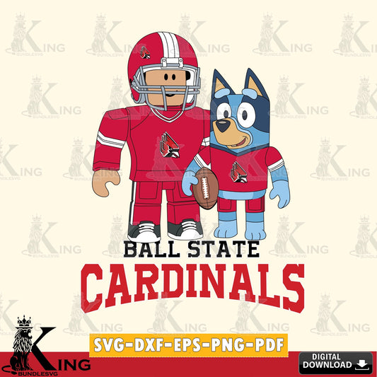 Ball State Cardinals Roblox & Bluey Football SVG file , NCAA Cricut,  File cut , Digital Download , PDF File