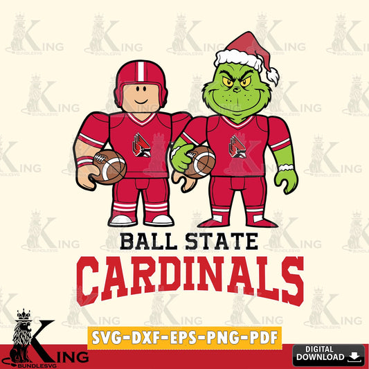 Ball State Cardinals Roblox & Grinch Football SVG file , NCAA Cricut,  File cut , Digital Download , PDF File