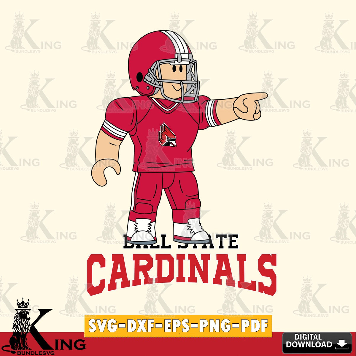 Ball State Cardinals Roblox Player Football SVG file , NCAA Cricut,  File cut , Digital Download , PDF File