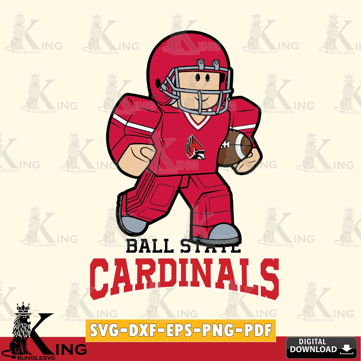 Ball State Cardinals Roblox Player Rugby SVG file , NCAA Cricut,  File cut , Digital Download , PDF File