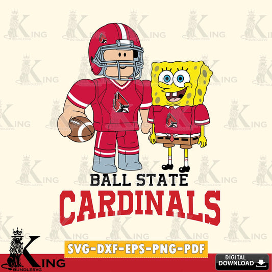 Ball State Cardinals Roblox & Spongebob Football SVG file , NCAA Cricut,  File cut , Digital Download , PDF File