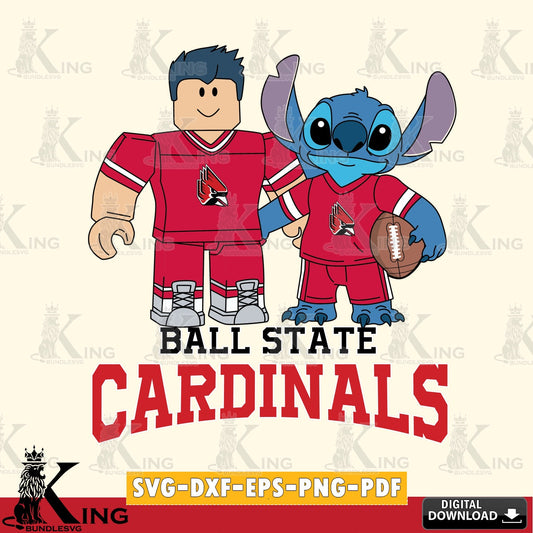 Ball State Cardinals Roblox & Stitch Football SVG file , NCAA Cricut,  File cut , Digital Download , PDF File