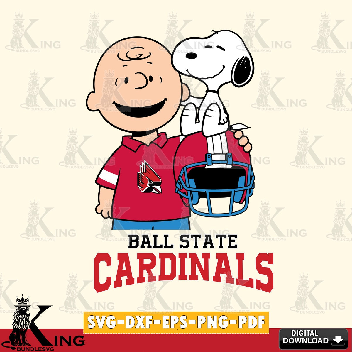 Ball State Cardinals Snoopy On Helmet SVG, Cricut, Cut file  , Digital Download , Instant Download, Peanuts svg, NCAA svg, Football svg, Sport svg