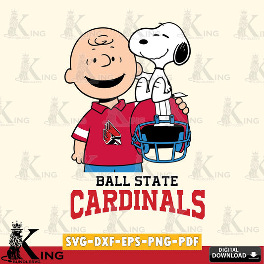 Ball State Cardinals Snoopy On Helmet SVG, Cricut, Cut file  , Digital Download , Instant Download, Peanuts svg, NCAA svg, Football svg, Sport svg