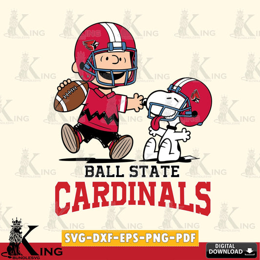 Ball State Cardinals Snoopy and Peanut Fun SVG, Cricut, Cut file  , Digital Download , Instant Download, Peanuts svg, NCAA svg, Football svg, Sport svg