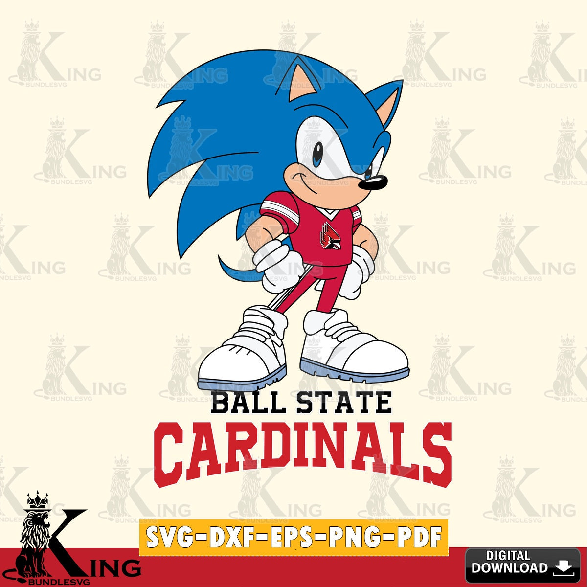 Ball State Cardinals Sonic Football Star Mascot SVG file, Vector , Digital Download , PDF File , Instant Download