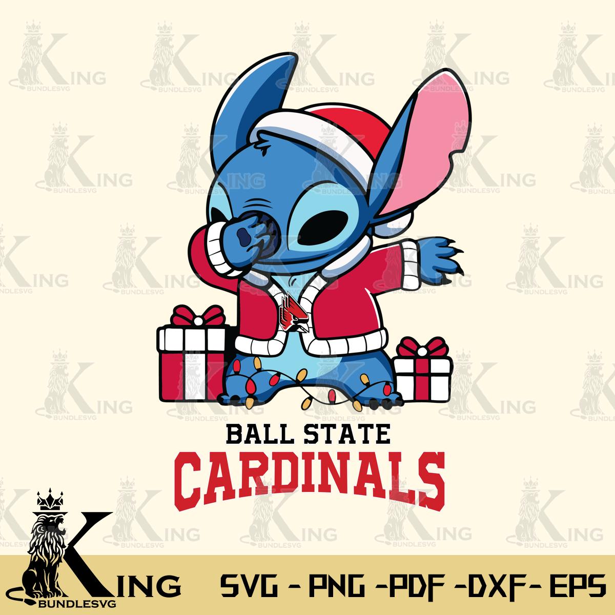 Ball State Cardinals Stitch Merry Christmas Svg Eps Dxf Png File, Digital Download