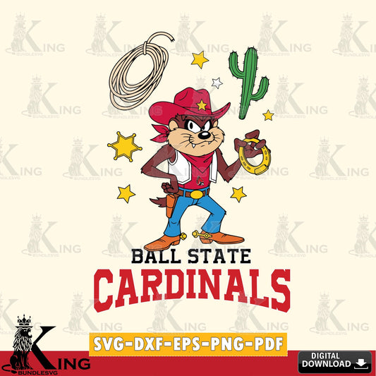 Ball State Cardinals Taz Cowboy Western SVG file, Cut file  , Digital Download , Instant Download, Taz svg, NCAA svg