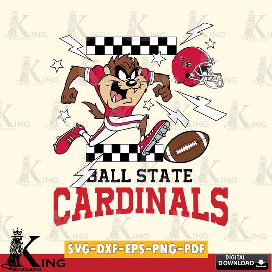 Ball State Cardinals Taz Football Lightning SVG file, Cut file  , Digital Download , Instant Download, Taz svg, NCAA svg