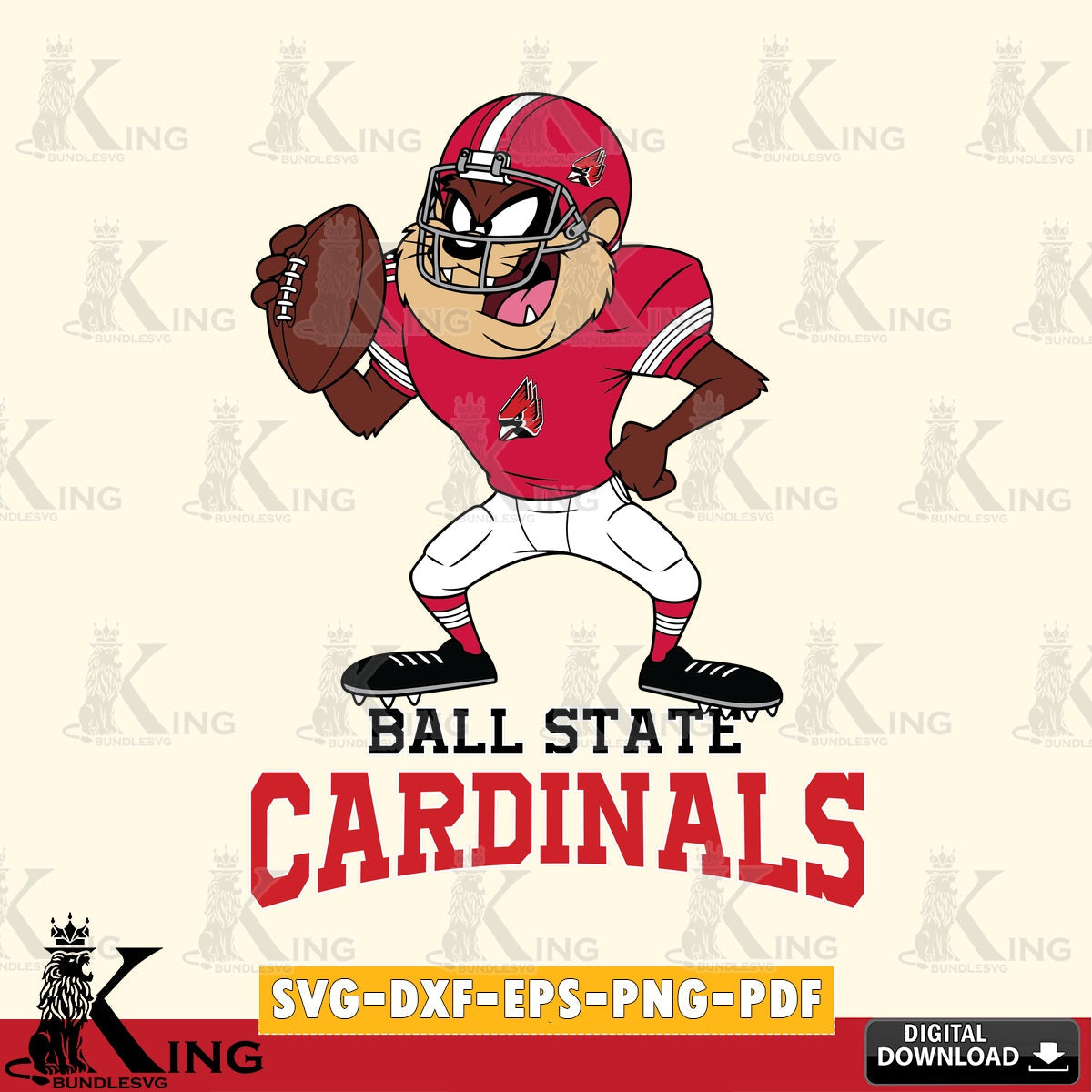 Ball State Cardinals Taz Football Player SVG file, Cut file  , Digital Download , Instant Download, Taz svg, NCAA svg