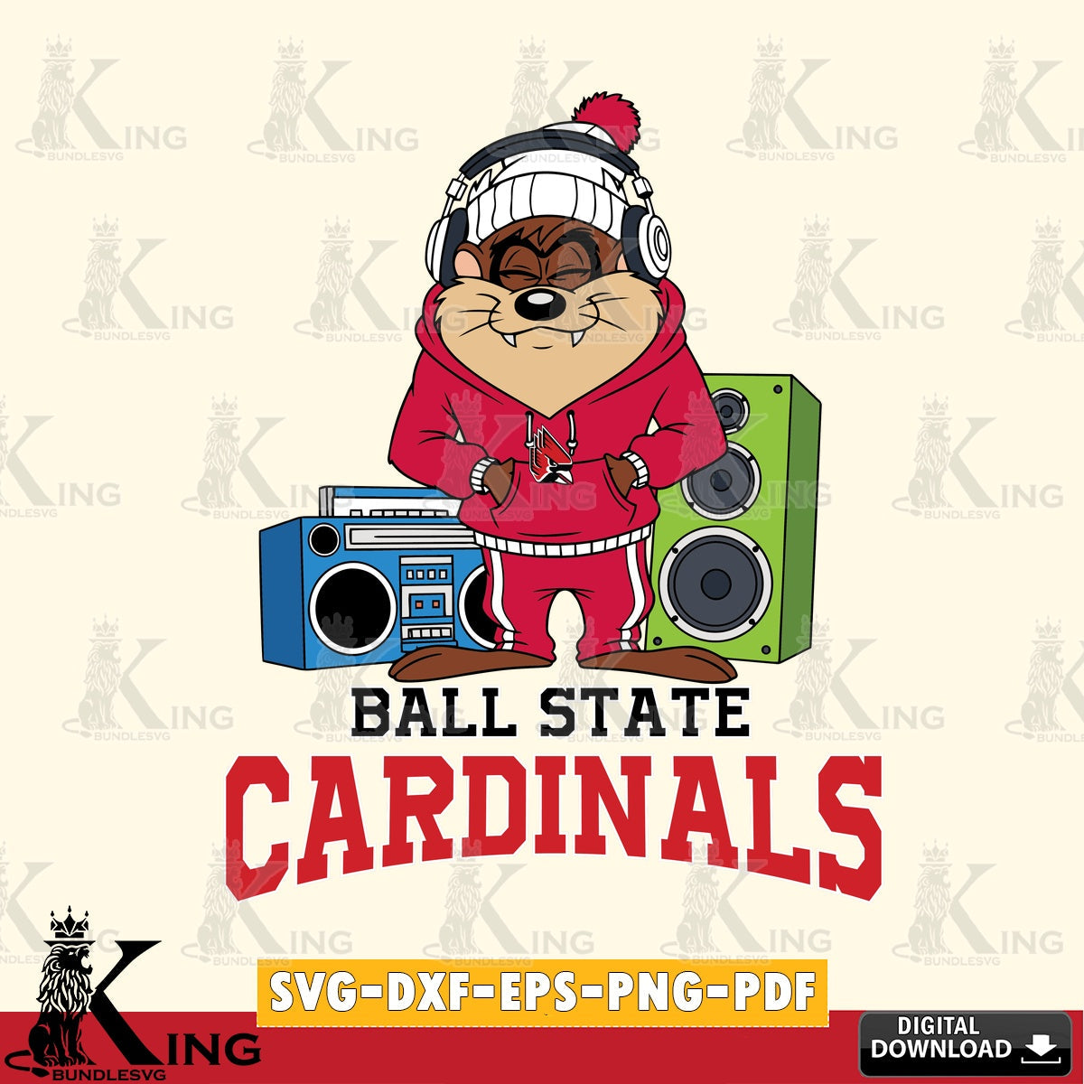 Ball State Cardinals Taz Hip Hop SVG file, Cut file  , Digital Download , Instant Download, Taz svg, NCAA svg