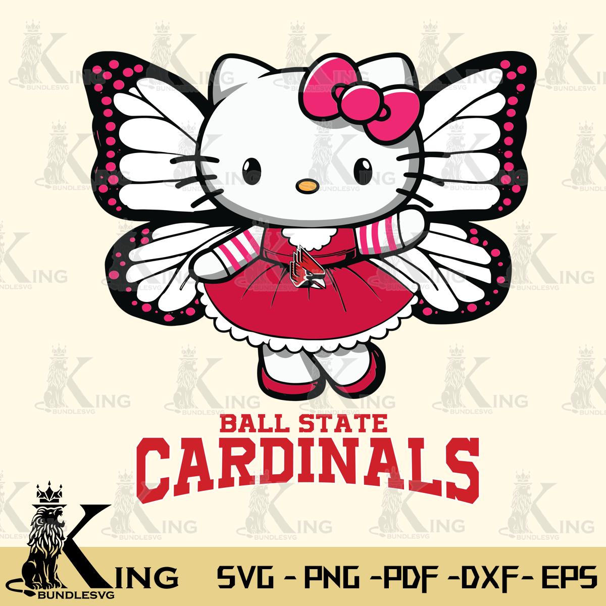 Ball State Cardinals Whimsical Kitty Wings Svg Eps Dxf Png File, Digital Download