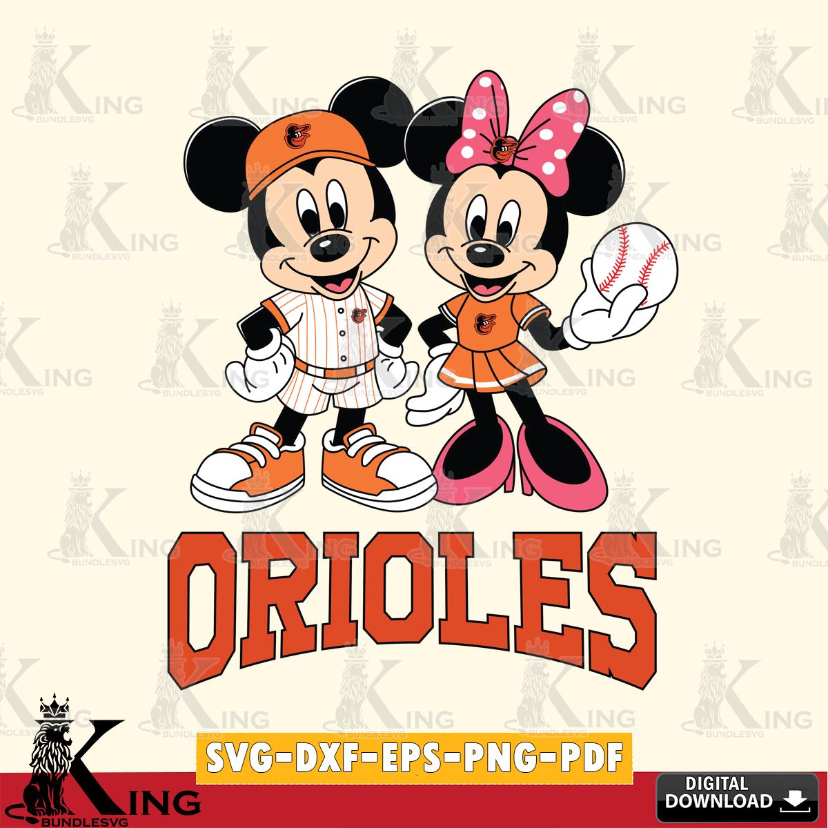 Baltimore Orioles Baseball Mickey Minnie Mouse SVG File, MLB for Cricut, Silhouette, Digital Download , file cut