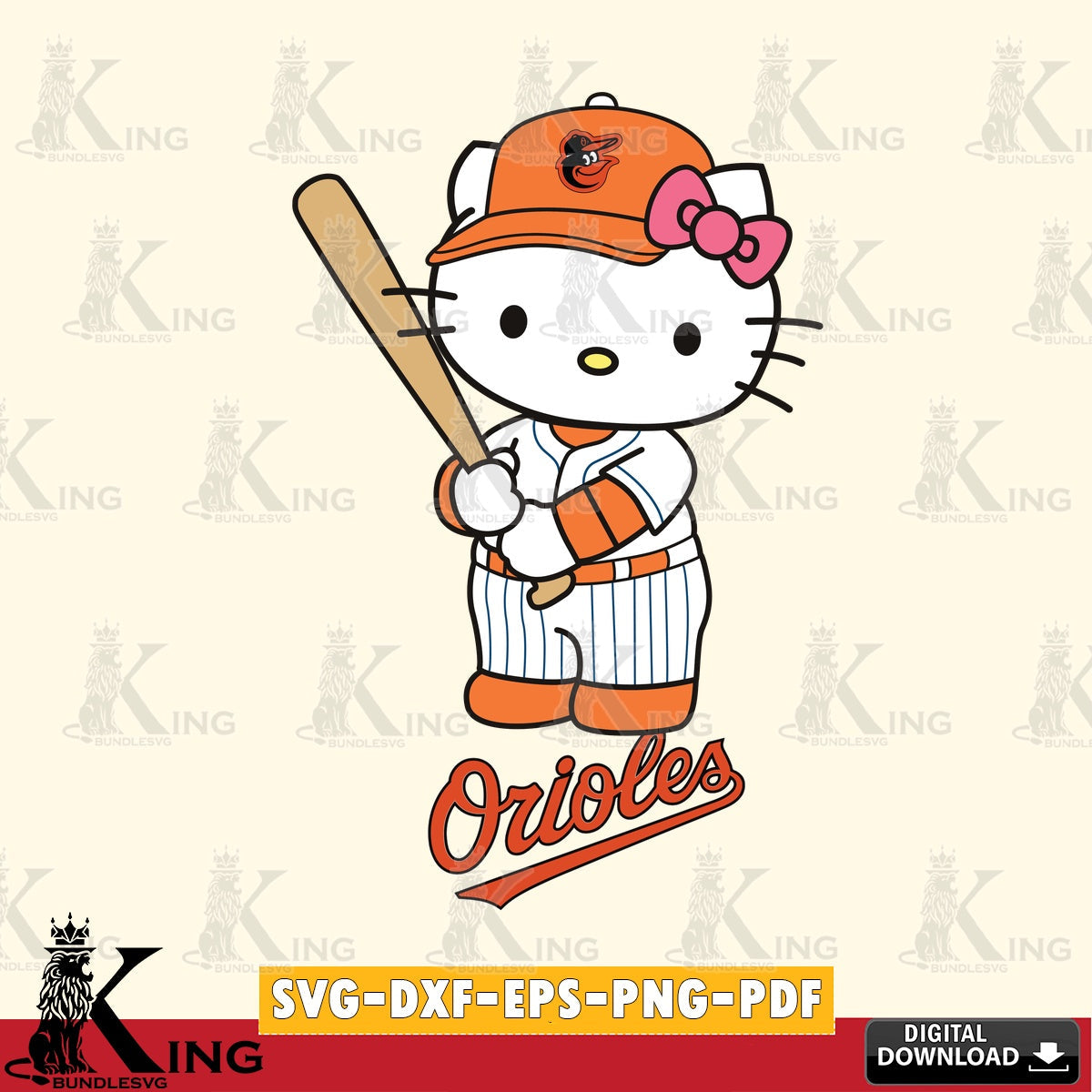 Massive pack of Baltimore Orioles Hello Kitty baseball batter digital download for Cricut Maker and paper crafts