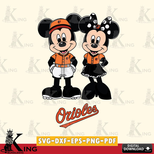 Baltimore Orioles Mickey Minnie Mouse Baseball SVG file , For Cricut,  File cut , Digital Download , PDF File, Cut Files