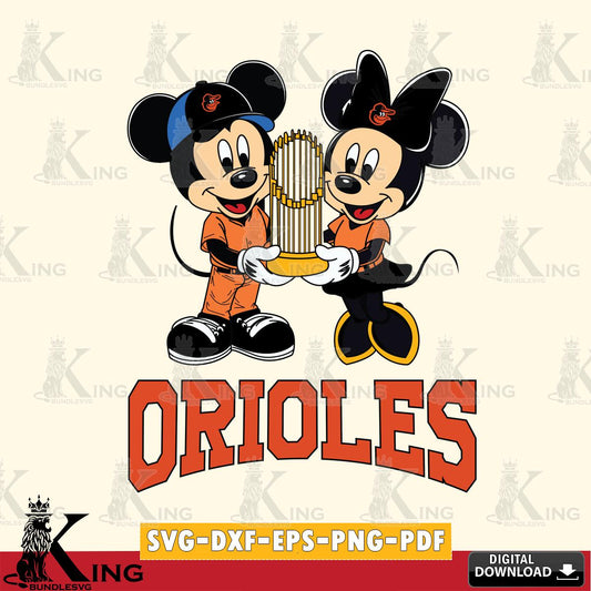 Baltimore Orioles Mickey Minnie Mouse Champions SVG File, MLB for Cricut, Silhouette, Digital Download , file cut