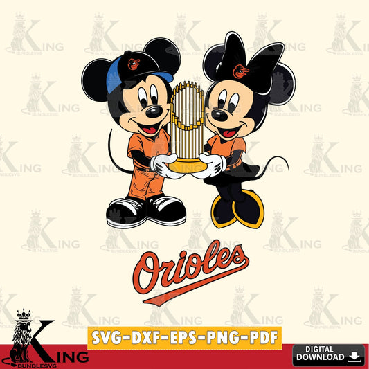 Baltimore Orioles Mickey Minnie Mouse Champions SVG file , For Cricut,  File cut , Digital Download , PDF File, Cut Files