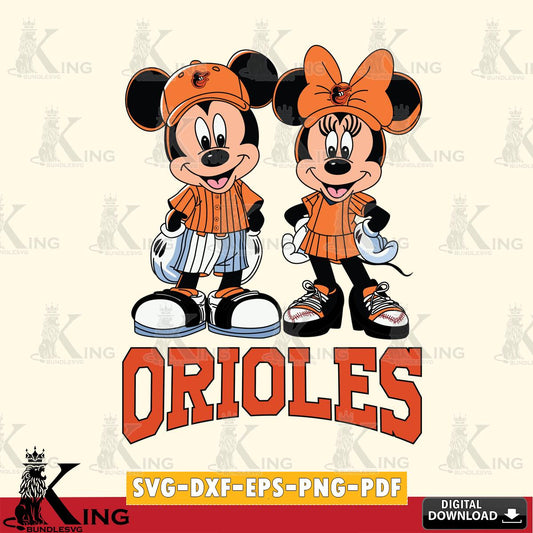 Baltimore Orioles Mickey Minnie Mouse Fan SVG File, MLB for Cricut, Silhouette, Digital Download , file cut