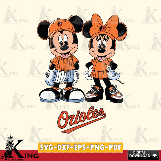 Baltimore Orioles Mickey Minnie Mouse Fan SVG file , For Cricut,  File cut , Digital Download , PDF File, Cut Files
