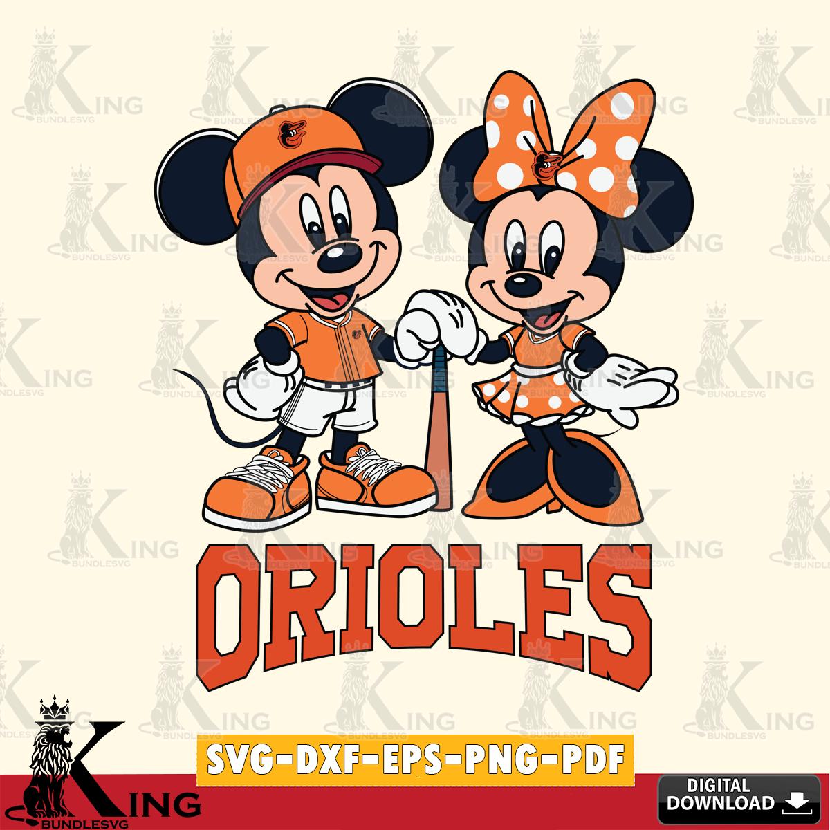 Baltimore Orioles Mickey Minnie Mouse Sport SVG File, MLB for Cricut, Silhouette, Digital Download , file cut