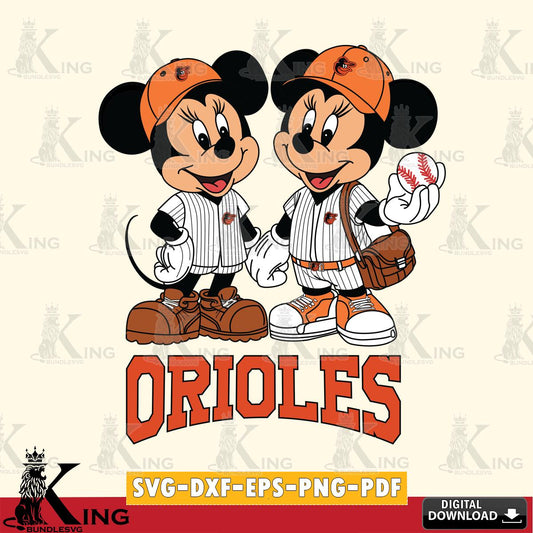 Baltimore Orioles Mickey Minnie Mouse couple SVG File, MLB for Cricut, Silhouette, Digital Download , file cut