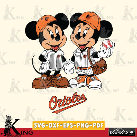 Baltimore Orioles Mickey Minnie Mouse couple SVG file , For Cricut,  File cut , Digital Download , PDF File, Cut Files