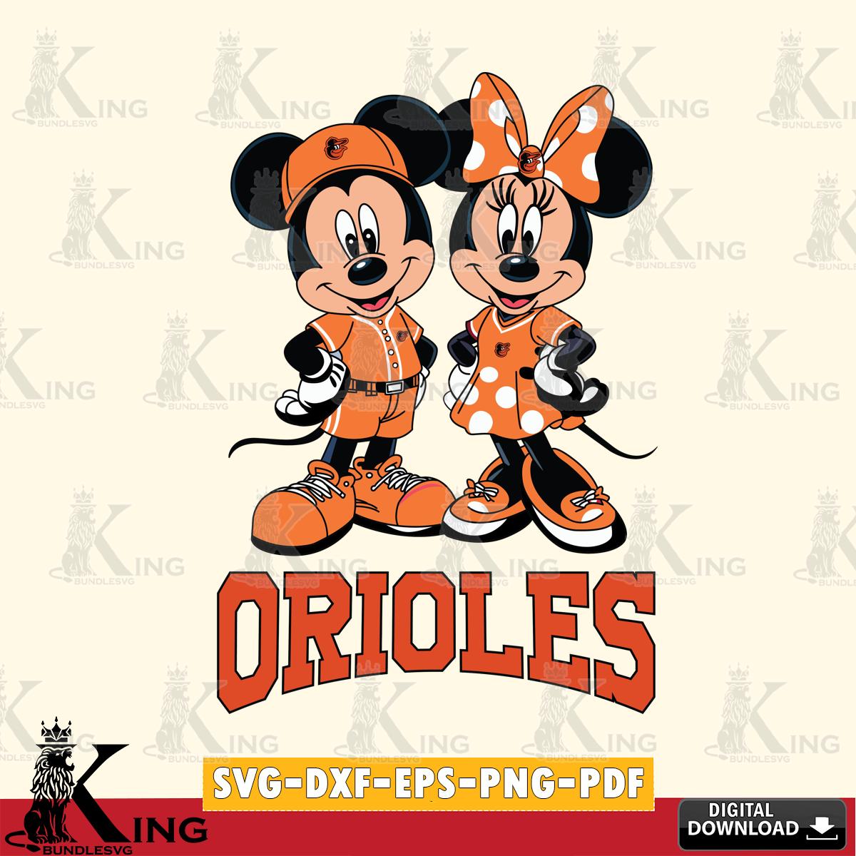 Baltimore Orioles Mickey Minnie Mouse couple sport SVG File, MLB for Cricut, Silhouette, Digital Download , file cut