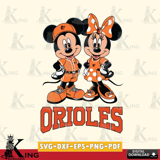 Baltimore Orioles Mickey Minnie Mouse couple sport SVG File, MLB for Cricut, Silhouette, Digital Download , file cut