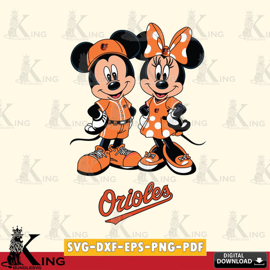 Baltimore Orioles Mickey Minnie Mouse couple sport SVG file , For Cricut,  File cut , Digital Download , PDF File, Cut Files