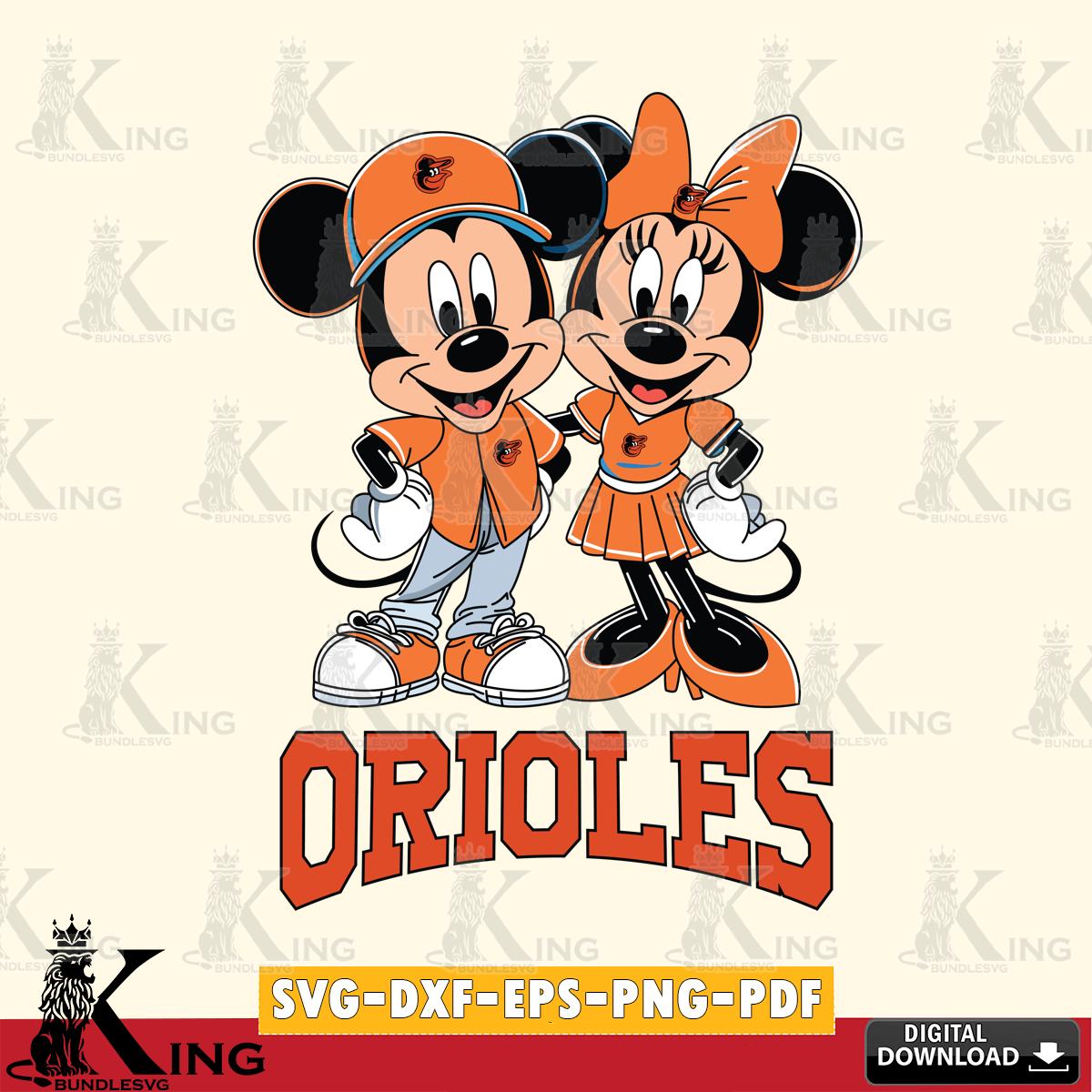 Baltimore Orioles Mickey Minnie Mouse smile SVG File, MLB for Cricut, Silhouette, Digital Download , file cut