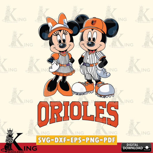 Baltimore Orioles Mickey Minnie Sport SVG File, MLB for Cricut, Silhouette, Digital Download , file cut