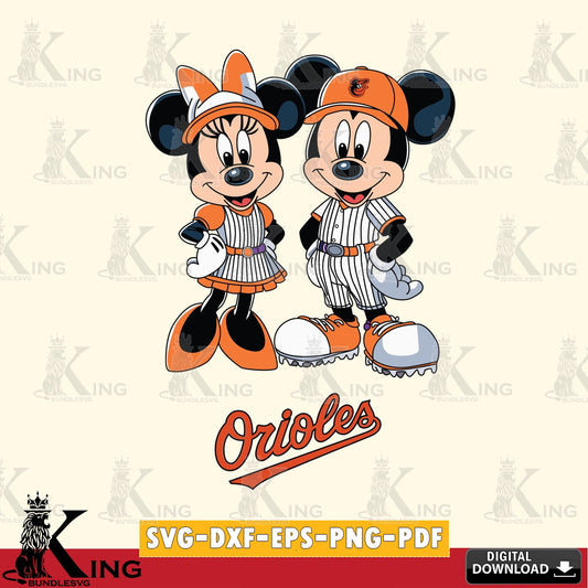 Baltimore Orioles Mickey Minnie Sport SVG file , For Cricut,  File cut , Digital Download , PDF File, Cut Files