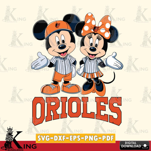 Baltimore Orioles Mickey Minnie couple SVG File, MLB for Cricut, Silhouette, Digital Download , file cut