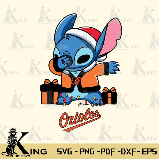 Baltimore Orioles Stitch Merry Christmas Svg Eps Dxf Png File, Digital Download