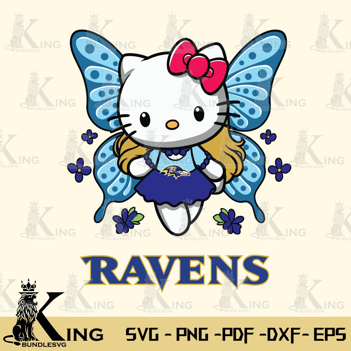 Baltimore Ravens Butterfly Kitty Charm Svg Eps Dxf Png File, Digital Download