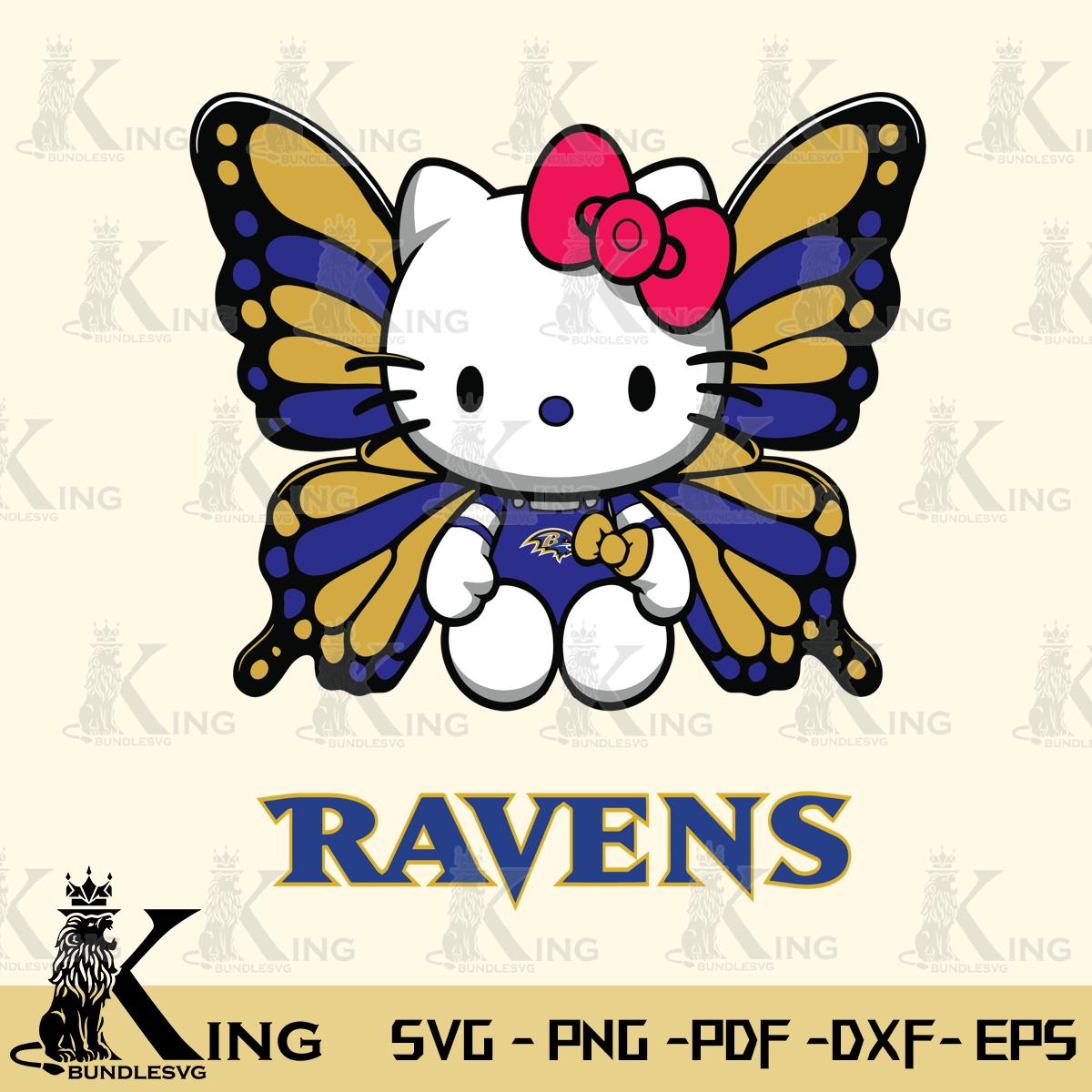 Baltimore Ravens Butterfly Kitty Delight Svg Eps Dxf Png File, Digital Download