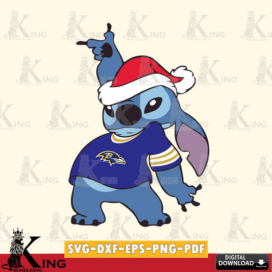 Baltimore Ravens Disney Lilo & Stitch Christmas SVG, NFL for Cricut, Silhouette, Digital Download , file cut