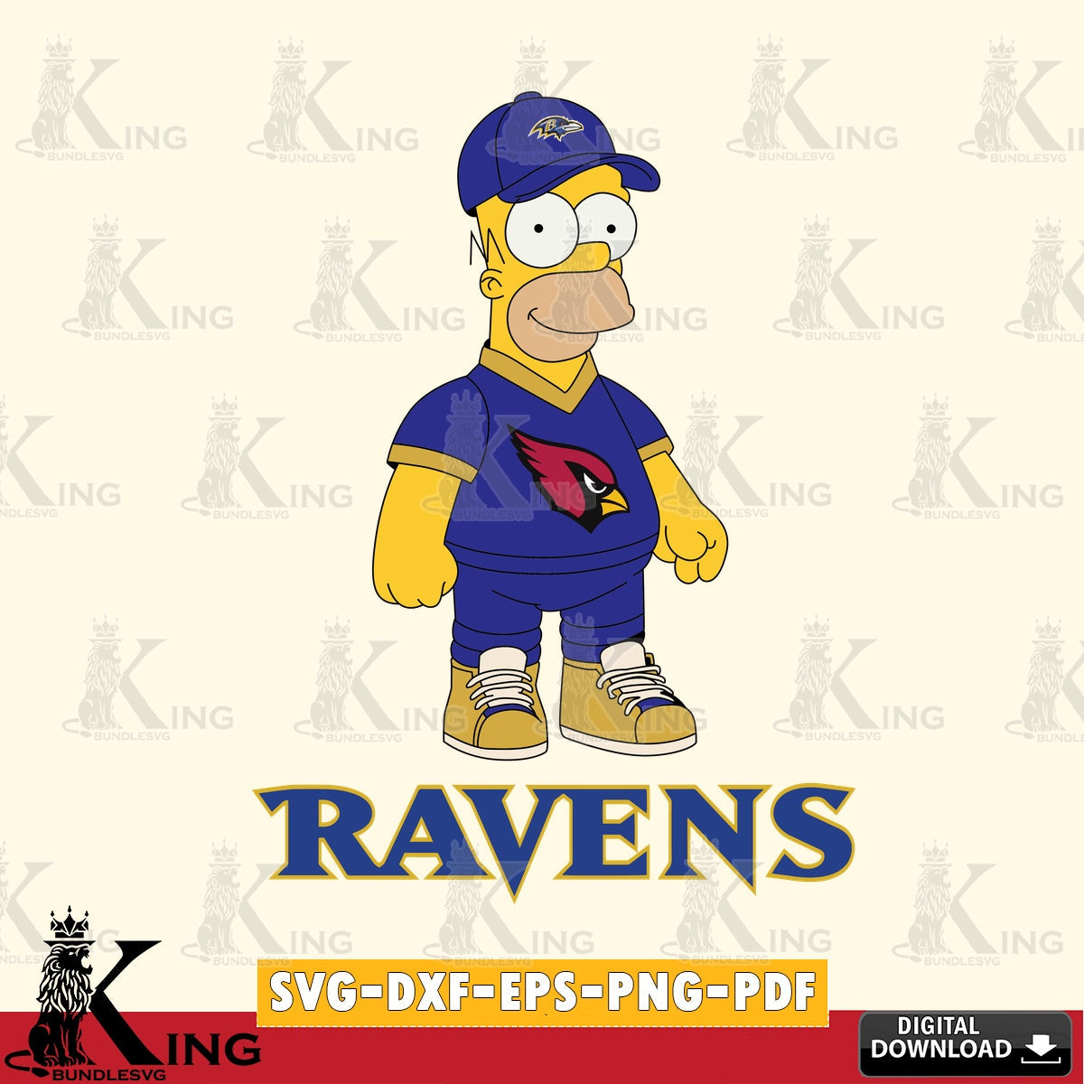 Creative design featuring a Baltimore Ravens Homer Simpson football design, PNG clipart for sublimation printing and graphic