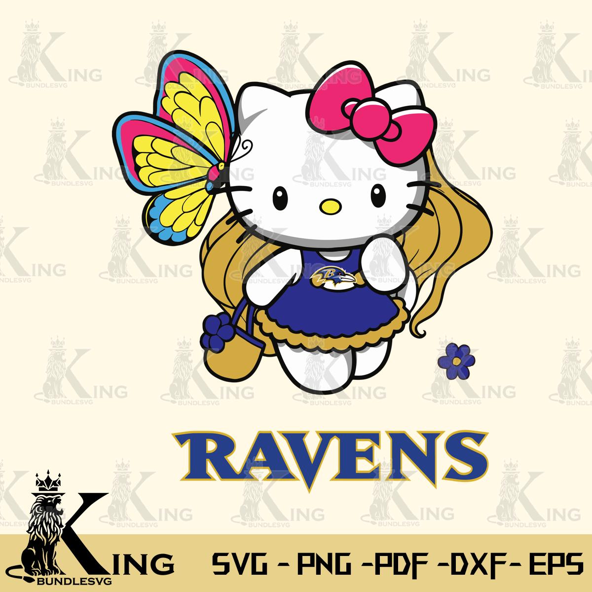 Baltimore Ravens Kitty Cartoon Svg Eps Dxf Png File, Digital Download