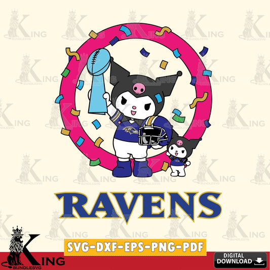 Baltimore Ravens Kuromi Football Champion SVG file, Cricut, Cut file  , Digital Download , Instant Download, Sanrio svg, Clipart