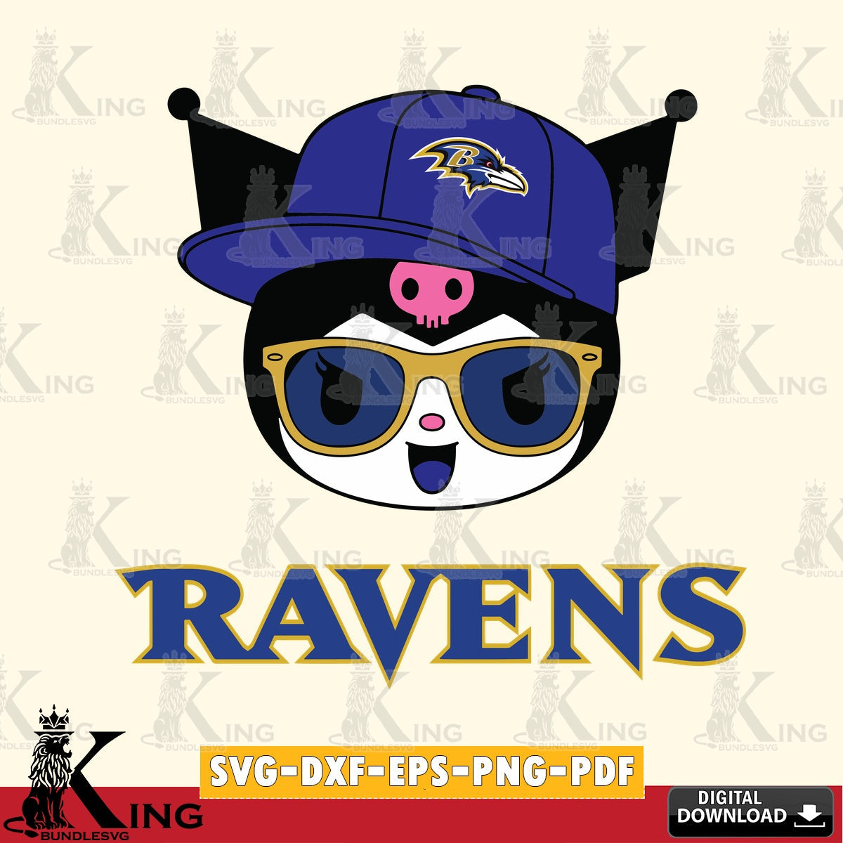 Baltimore Ravens Kuromi Football Cool SVG file, Cricut, Cut file  , Digital Download , Instant Download, Sanrio svg, Clipart