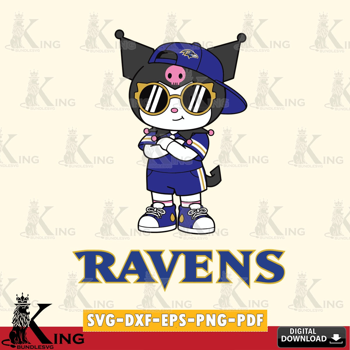 Baltimore Ravens Kuromi Football Jersey SVG file, Cricut, Cut file  , Digital Download , Instant Download, Sanrio svg, Clipart