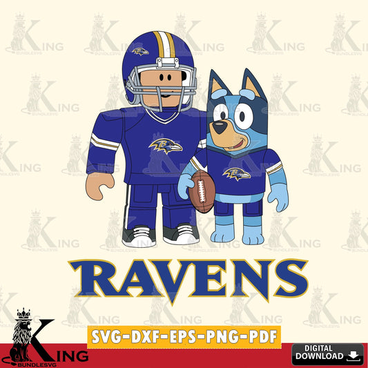 Baltimore Ravens Roblox & Bluey Football SVG file , Cricut, NFL  File cut , Digital Download , PDF File
