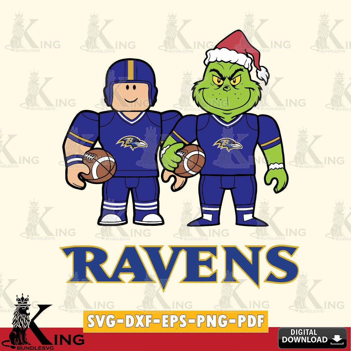 Baltimore Ravens Roblox & Grinch Football SVG file , Cricut, NFL  File cut , Digital Download , PDF File
