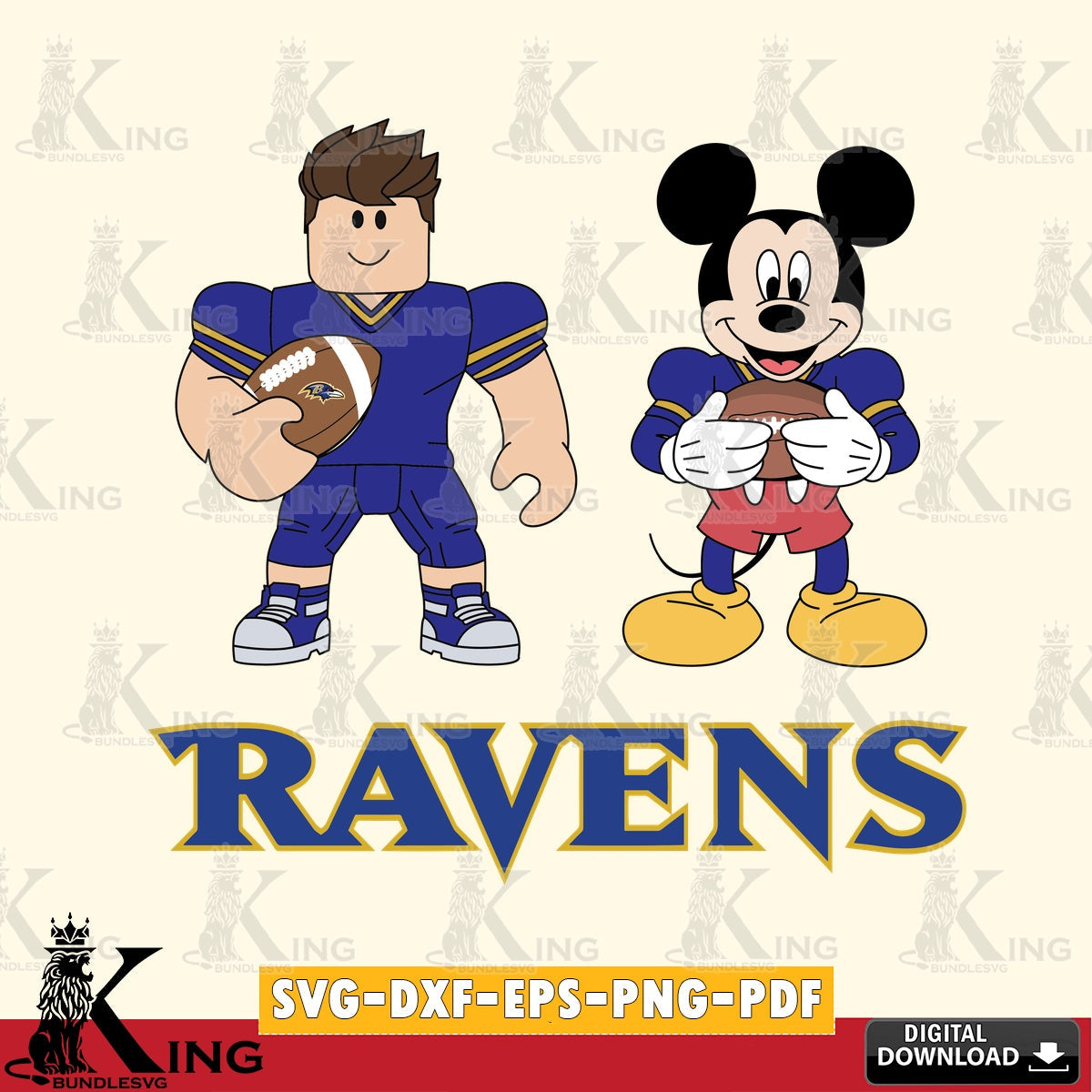 Baltimore Ravens Roblox & Mickey Football SVG file , Cricut, NFL  File cut , Digital Download , PDF File