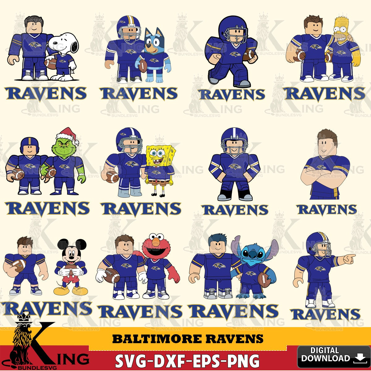 Baltimore Ravens Roblox With Friends football NFL Bundle SVG file , Cricut, NFL  File cut , Digital Download , PDF File