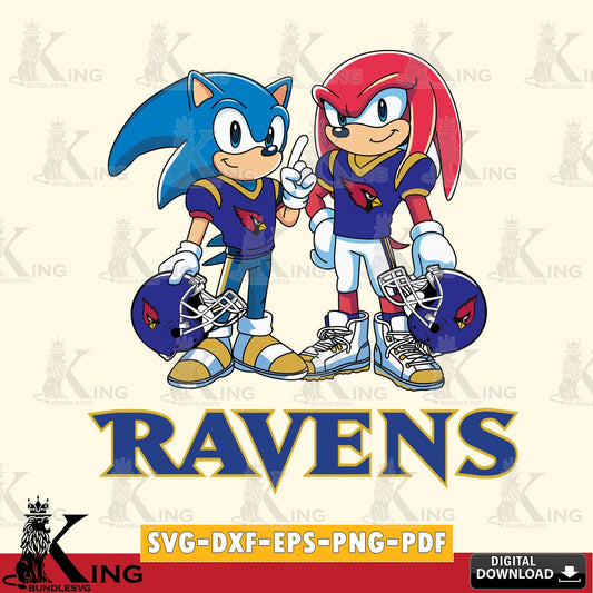 Custom design featuring Baltimore Ravens Sonic And Knuckles Football SVG PNG files perfect for Cricut and Silhouette cutting