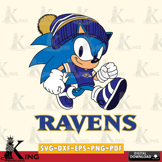 Vector design showing Baltimore Ravens Sonic Football PNG clipart for sublimation printing and graphic design
